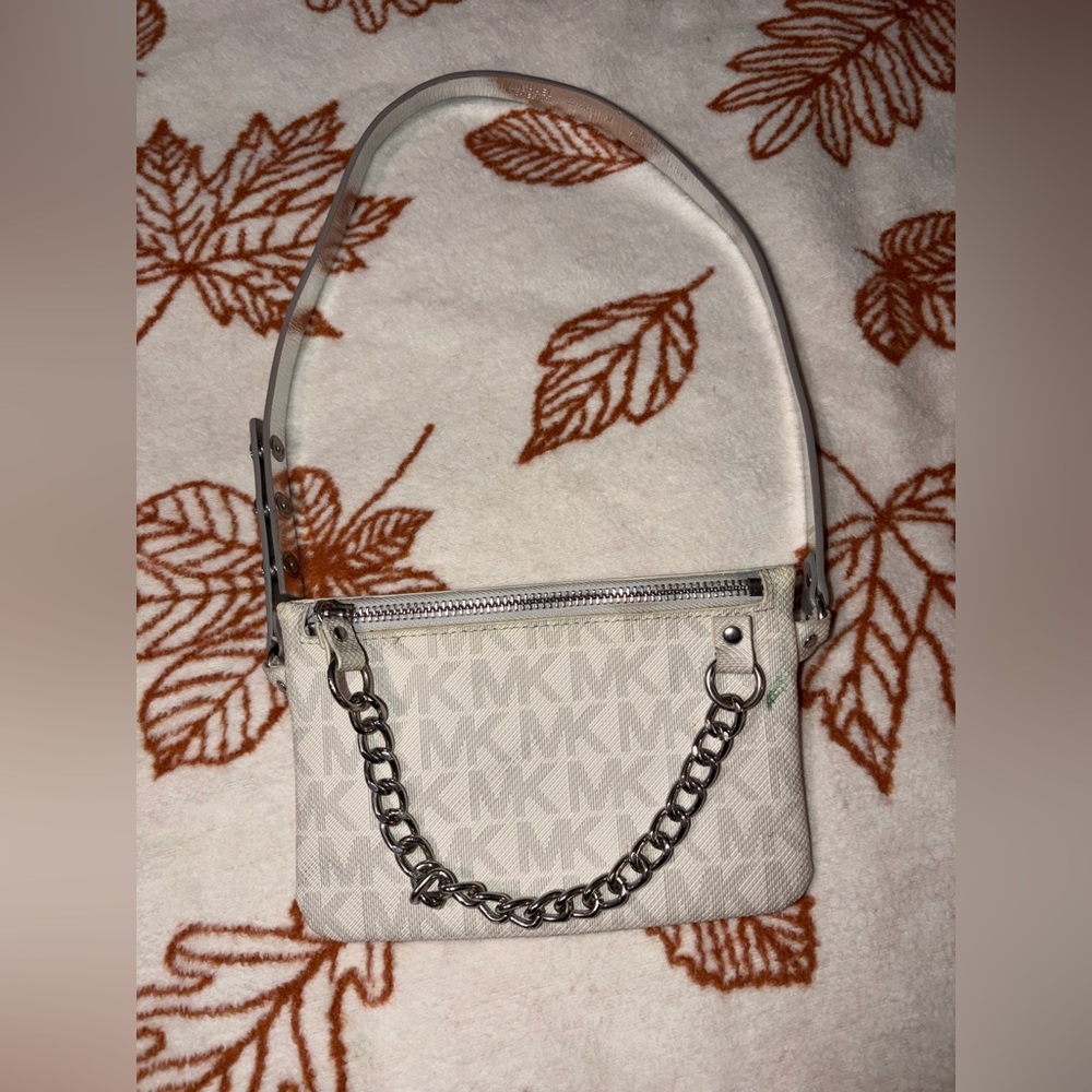 Michael Kors Cream Shoulder Bag with Chain Accent
